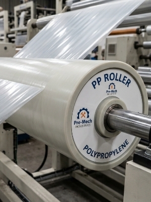 Pp Industrial Roller - Mild Steel & Polypropylene, 4-inch Diameter X 12-inch Length, White Color, High Durability For Industrial Applications