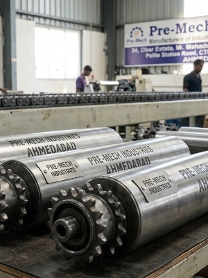 Conveyor Power Roller - Mild Steel, 2 Inch Diameter x 12 Inch Length | High Quality, Durable Silver Finish for Industrial Applications