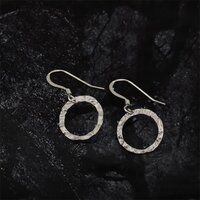 Textured Circle Silver Earrings