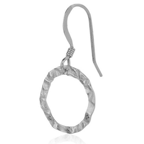 Textured Circle Silver Earrings