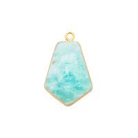 Amazonite Gemstone 15x20mm Tie Shape Gold Vermeil Bezel set Pendant