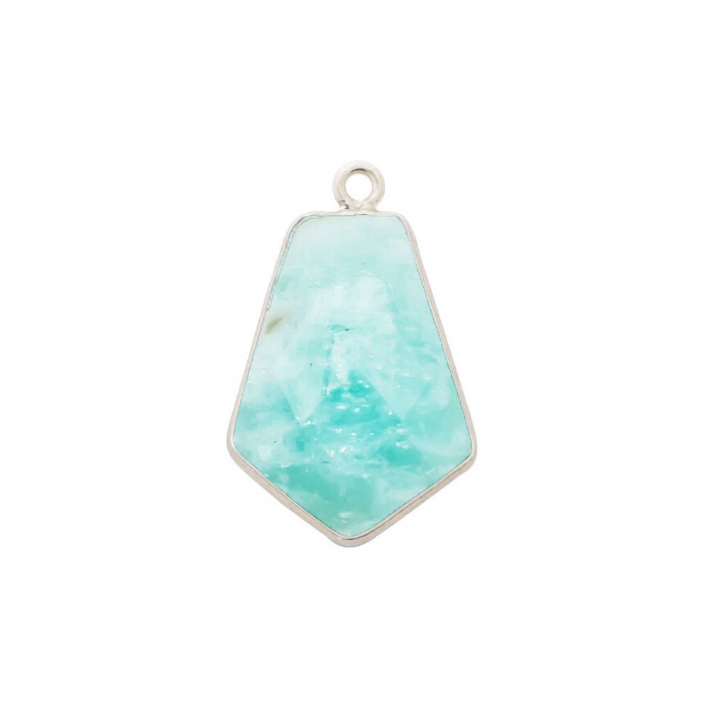 Amazonite Gemstone 15x20mm Tie Shape Gold Vermeil Bezel set Pendant