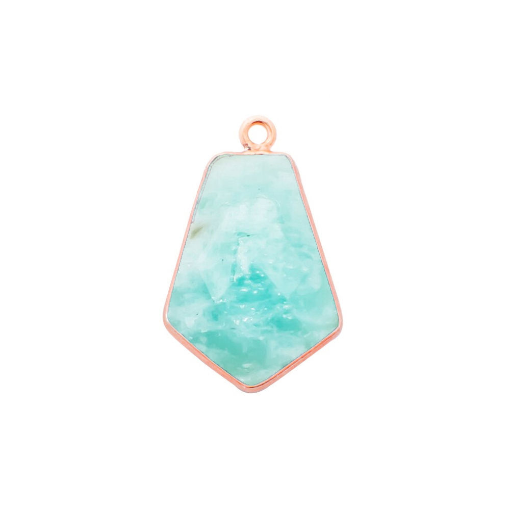 Amazonite Gemstone 15x20mm Tie Shape Gold Vermeil Bezel set Pendant