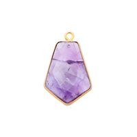 Amethyst Gemstone 15x20mm Tie Shape Gold Vermeil Bezel set Pendant