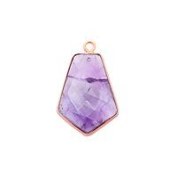 Amethyst Gemstone 15x20mm Tie Shape Gold Vermeil Bezel set Pendant