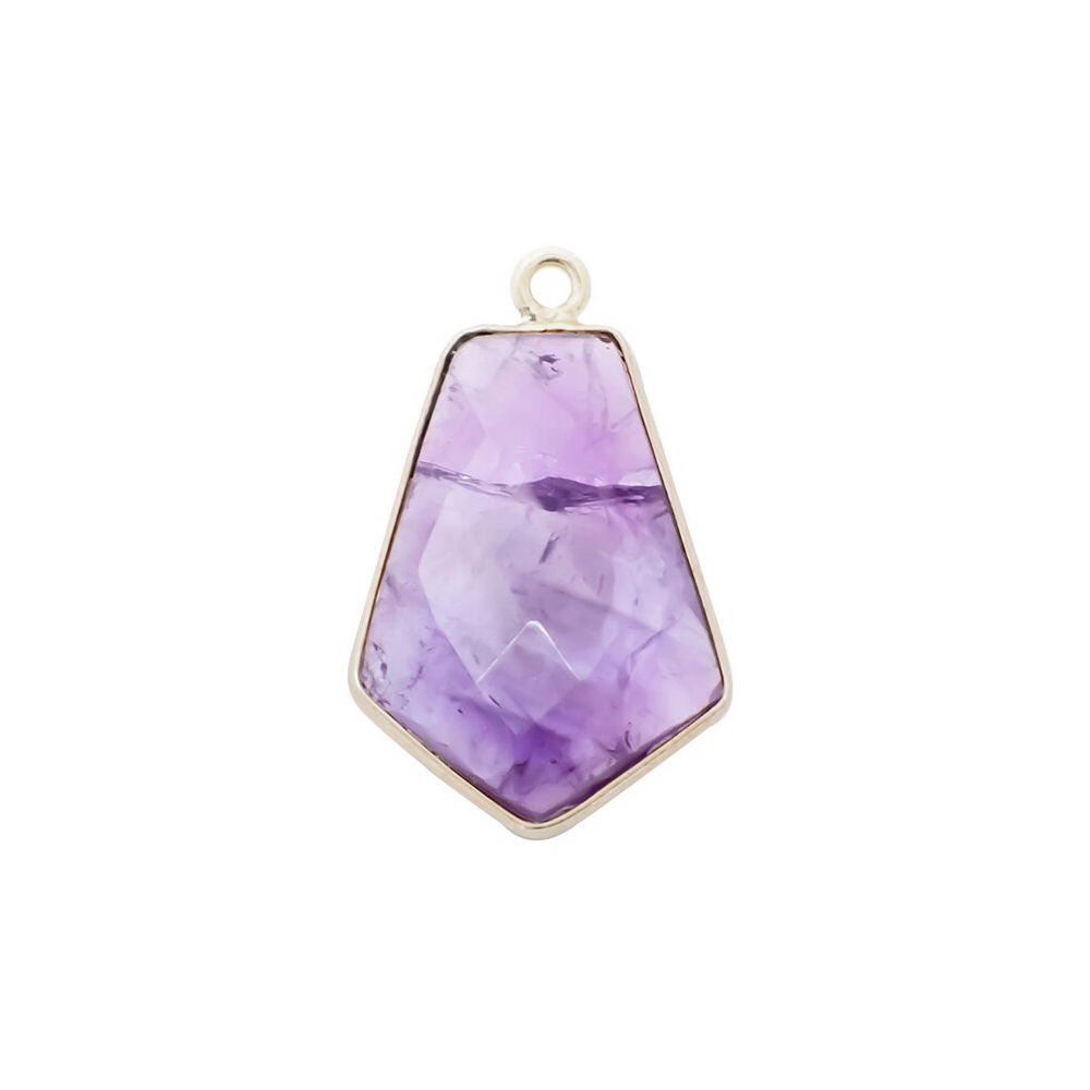 Amethyst Gemstone 15x20mm Tie Shape Gold Vermeil Bezel set Pendant