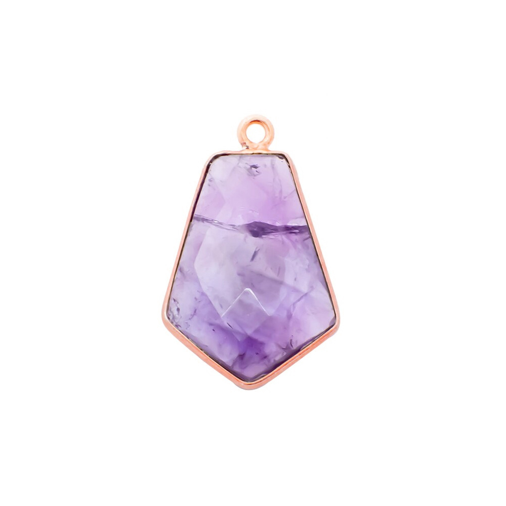 Amethyst Gemstone 15x20mm Tie Shape Gold Vermeil Bezel set Pendant