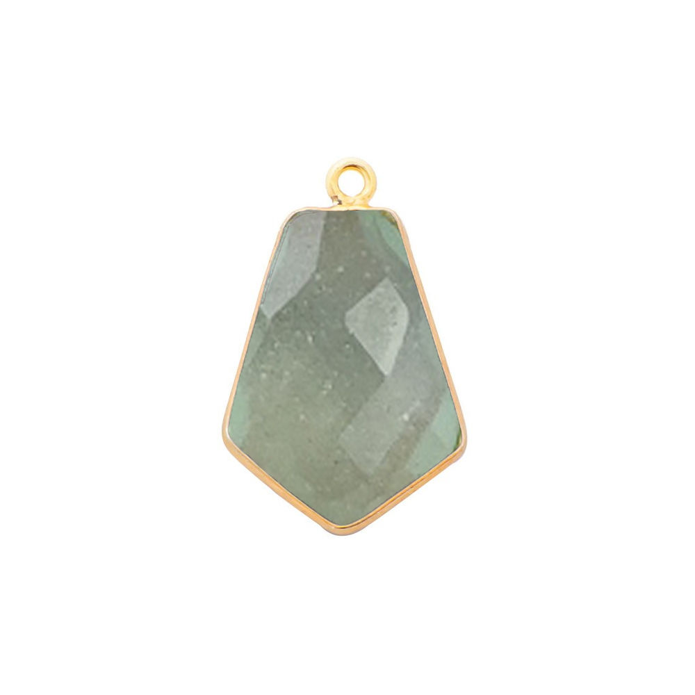 Aqua Chalcedony Gemstone 15x20mm Tie Shape Gold Vermeil Bezel set Pendant