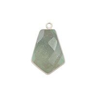 Aqua Chalcedony Gemstone 15x20mm Tie Shape Gold Vermeil Bezel set Pendant