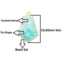 Aqua Chalcedony Gemstone 15x20mm Tie Shape Gold Vermeil Bezel set Pendant