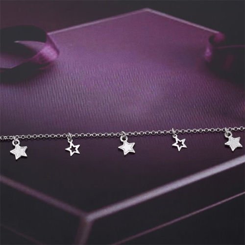 Open And Close Hanging Star Silver Bracelet