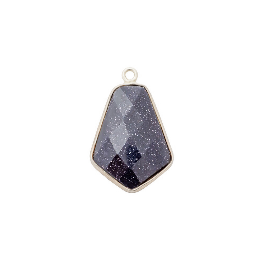 Black Sunstone Gemstone 15x20mm Tie Shape Gold Vermeil Bezel set Pendant