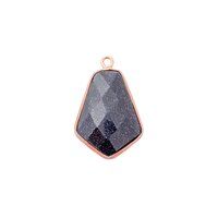 Black Sunstone Gemstone 15x20mm Tie Shape Gold Vermeil Bezel set Pendant