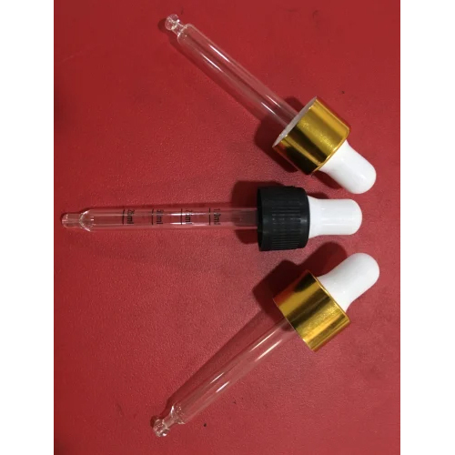 Pharma Glass Dropper Assembly - Color: Golden & Black