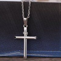 Hollow Cross Silver Pendant Necklace