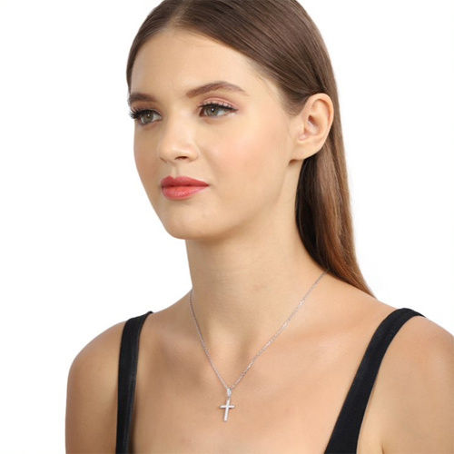 Fancy Cross Silver Pendant Necklace