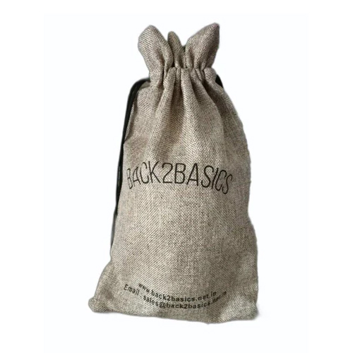 Jute Drawstring Pouch - Beige Customized Size & Design | Durable Eco-Friendly Recyclable Embellished with Modern Stitching