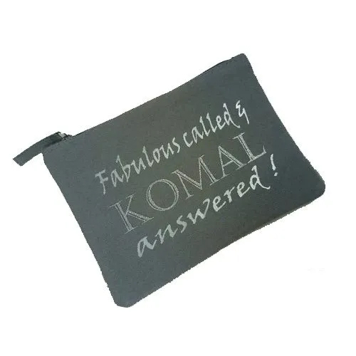 Canvas Printed Cotton Pouch - Canvas Material, 9x12 Inch Size, Grey Color | Printed Design, Customized Logo, Zip Closure Options