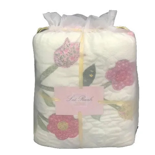 Fabric Tissue Cotton Pouch - Cotton Fabric, 9x12 Inch, White-Multicolor | Customized Design, Attractive, Drawstring Closure, Versatile Uses
