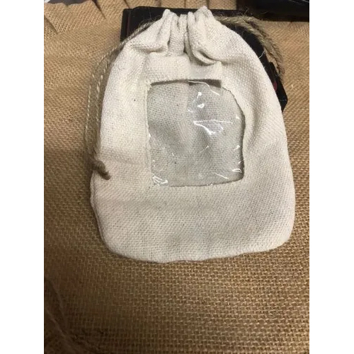 Beige Canvas Window Cotton Pouch