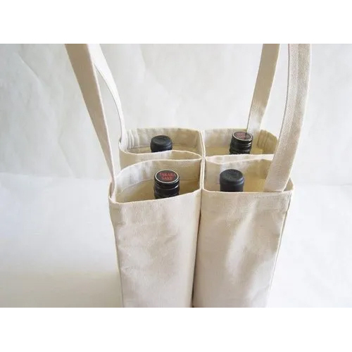 White Wine Bottle Carry Cotton Pouch