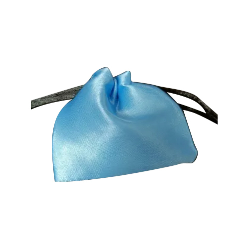 Satin Cotton Pouch - Satin Material Drawstring Closure Blue Color Customizable Design Soft Feel Versatile Storage Solution
