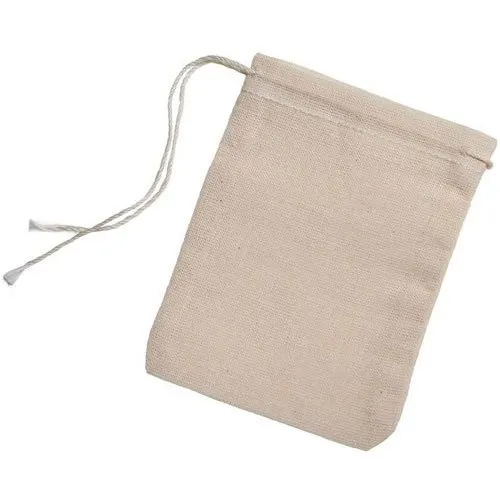 Cotton Muslin Bags - Cotton Fabric, 7x3 Inch | Off White, Drawstring Closure, Eco-Friendly, Versatile for Weddings and Parties