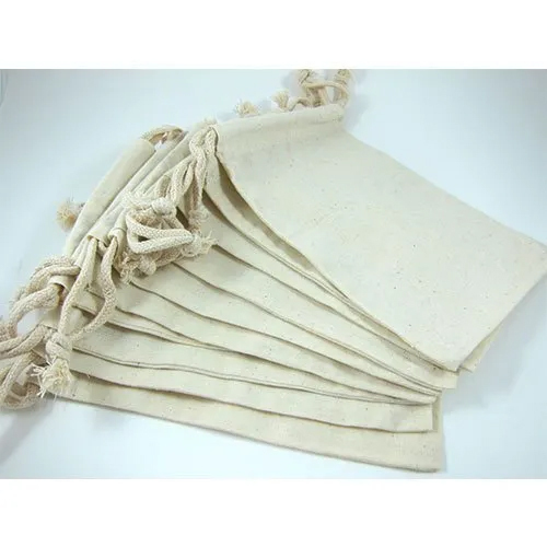 Plain Cotton Bag - Off White, 7x3 Inch | Cotton Material, Customized Design, Drawstring Closure, Various Logo and Color Options