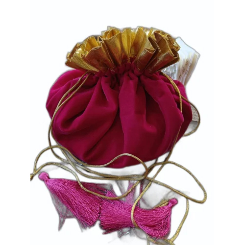 Wedding Potli Bag - Cotton Fabric 12x15 inches Pink | Plain Design Drawstring Closure Customized Options for Design Colour Logo Size Weight