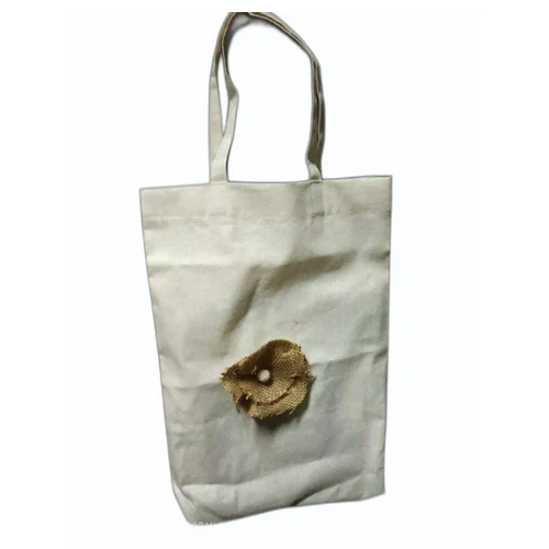 Muslin Hand Bag - Cotton Fabric, Off White, Plain Design | Recyclable, Flexiloop Handle, Customized Options for Logo, Color, Size, and Weight