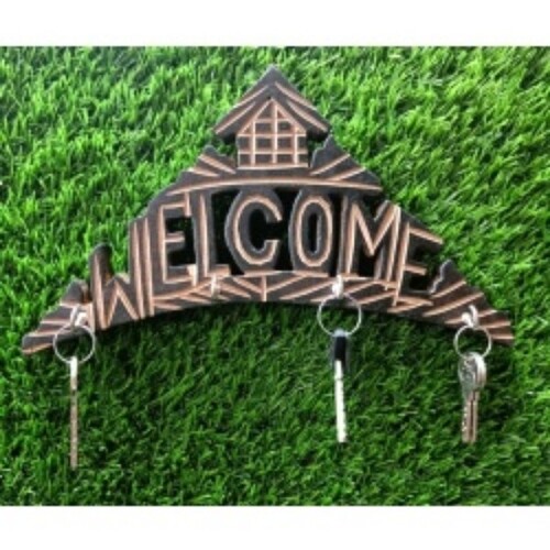 Welcome Wooden Key Holder
