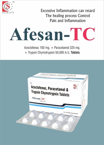 Aceclofenac 100mg  Paracetamol 325mg  Trypsin Chymotrysin 50000  AU