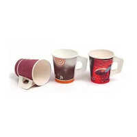 Printed Handle Paper Cup - Paper | 100, 150, 180, 200 & 250 Ml Sizes, Multicolour, Printed Pattern For Event Beverage Use