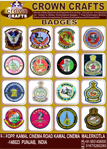 hand embroidery badges and cap badges