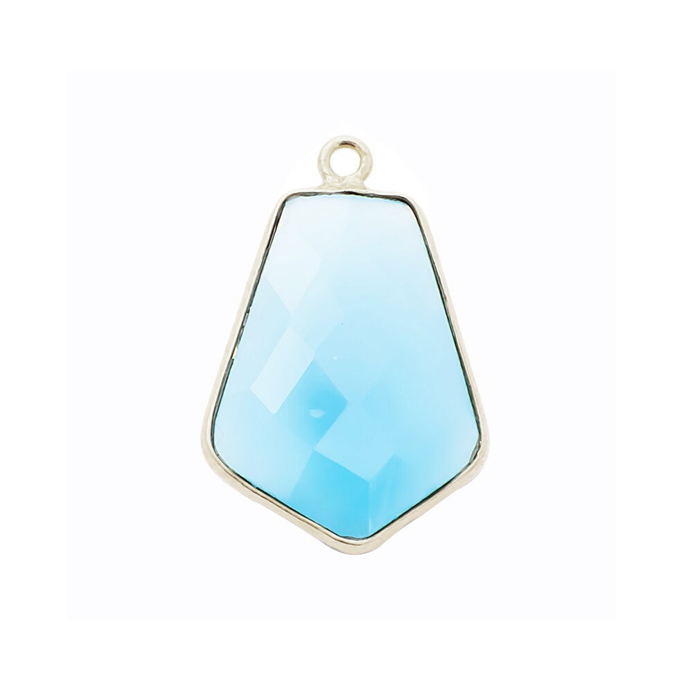 Blue Chalcedony Gemstone 15x20mm Tie Shape Gold Vermeil Bezel set Pendant