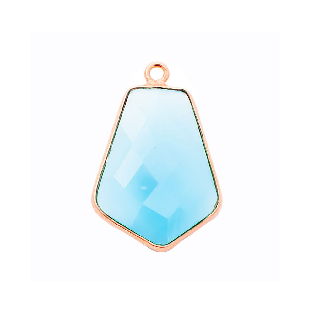 Blue Chalcedony Gemstone 15x20mm Tie Shape Gold Vermeil Bezel set Pendant