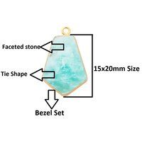 Blue Lace Agate Gemstone 15x20mm Tie Shape Gold Vermeil Bezel set Pendant