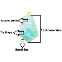 Blue Turquoise Gemstone 15x20mm Tie Shape Gold Vermeil Bezel set Pendant