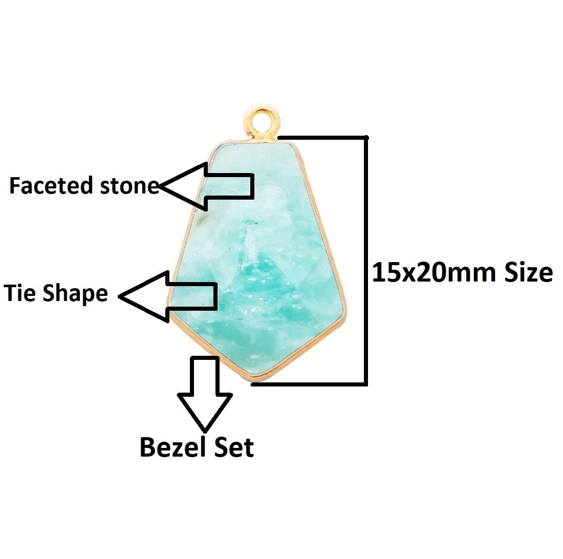 Blue Turquoise Gemstone 15x20mm Tie Shape Gold Vermeil Bezel set Pendant