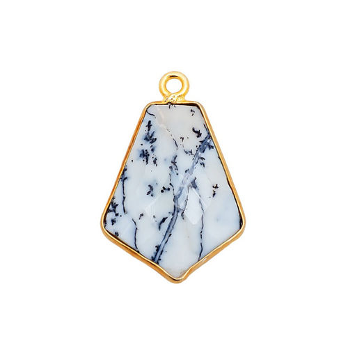 Charms Dendrite Opal Gemstone 15X20Mm Tie Shape Gold Vermeil Bezel Set Pendant