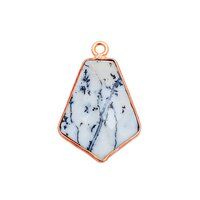 Dendrite Opal Gemstone 15x20mm Tie Shape Gold Vermeil Bezel set Pendant