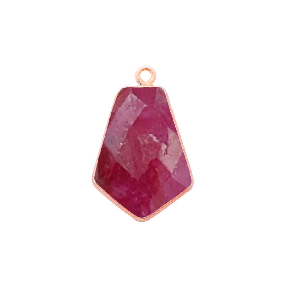 Dyed Ruby Gemstone 15x20mm Tie Shape Gold Vermeil Bezel set Pendant