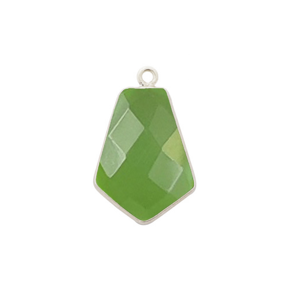 Green Chalcedony Gemstone 15x20mm Tie Shape Gold Vermeil Bezel set Pendant