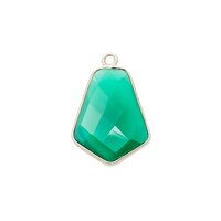 Green Onyx Gemstone 15x20mm Tie Shape Gold Vermeil Bezel set Pendant