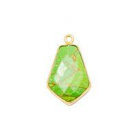 Green Turquoise Gemstone 15x20mm Tie Shape Gold Vermeil Bezel set Pendant