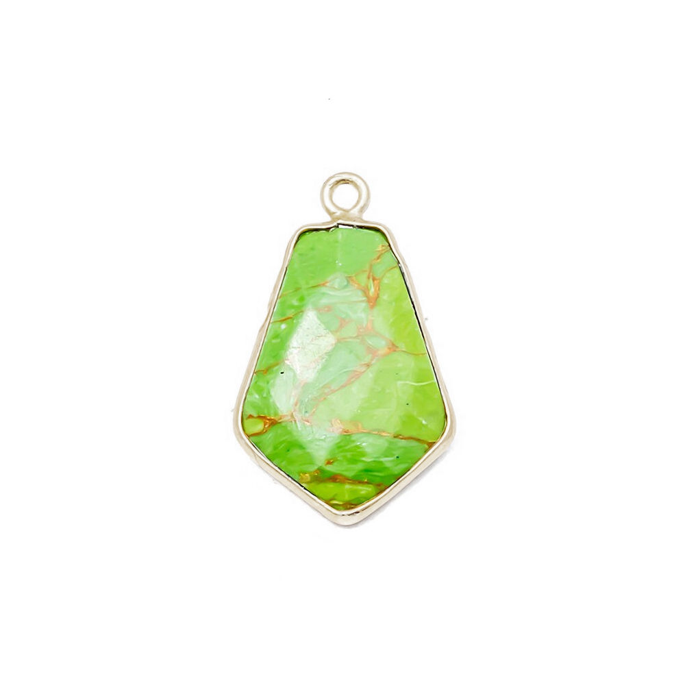 Green Turquoise Gemstone 15x20mm Tie Shape Gold Vermeil Bezel set Pendant