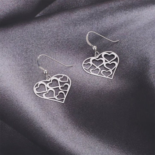 Designer Open Multi-Hearts Silver Earrings