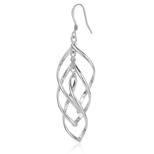 Twisted Multi Oval Dangle Silver Earrings