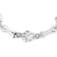 Open Dog Paw Bones Silver Bracelet