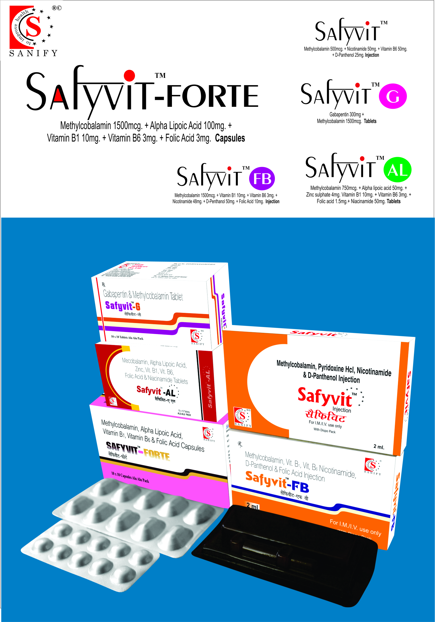 Methylcobalamin 1000mcg  Pyridoxine 100mg